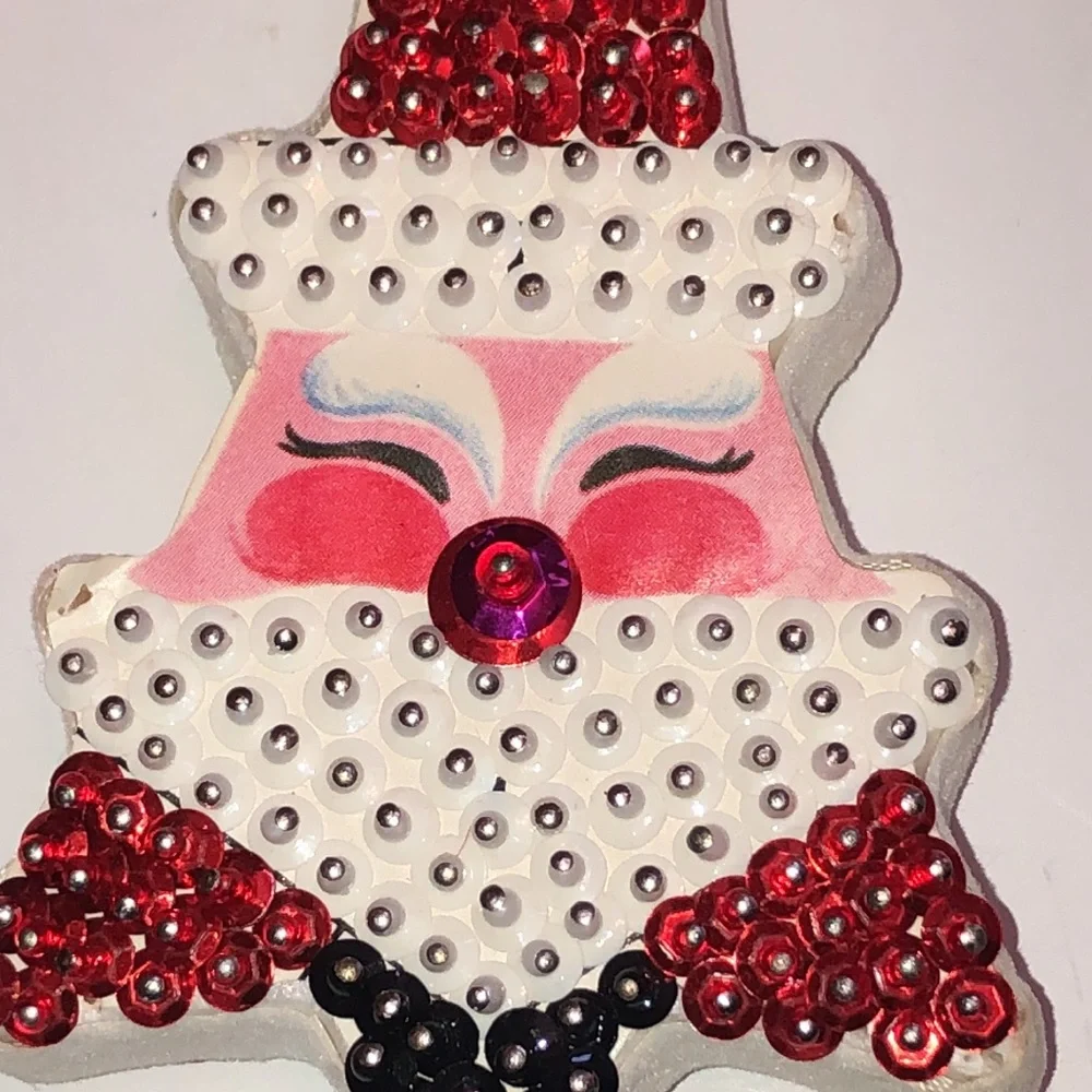 Mcm Santa Christmas Ornament Vintage MCM Handmade Pin Ornament Santa 🎄